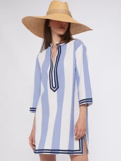 Vilagallo Vestido Kaftan Rayas Bordado Langosta Best Sale