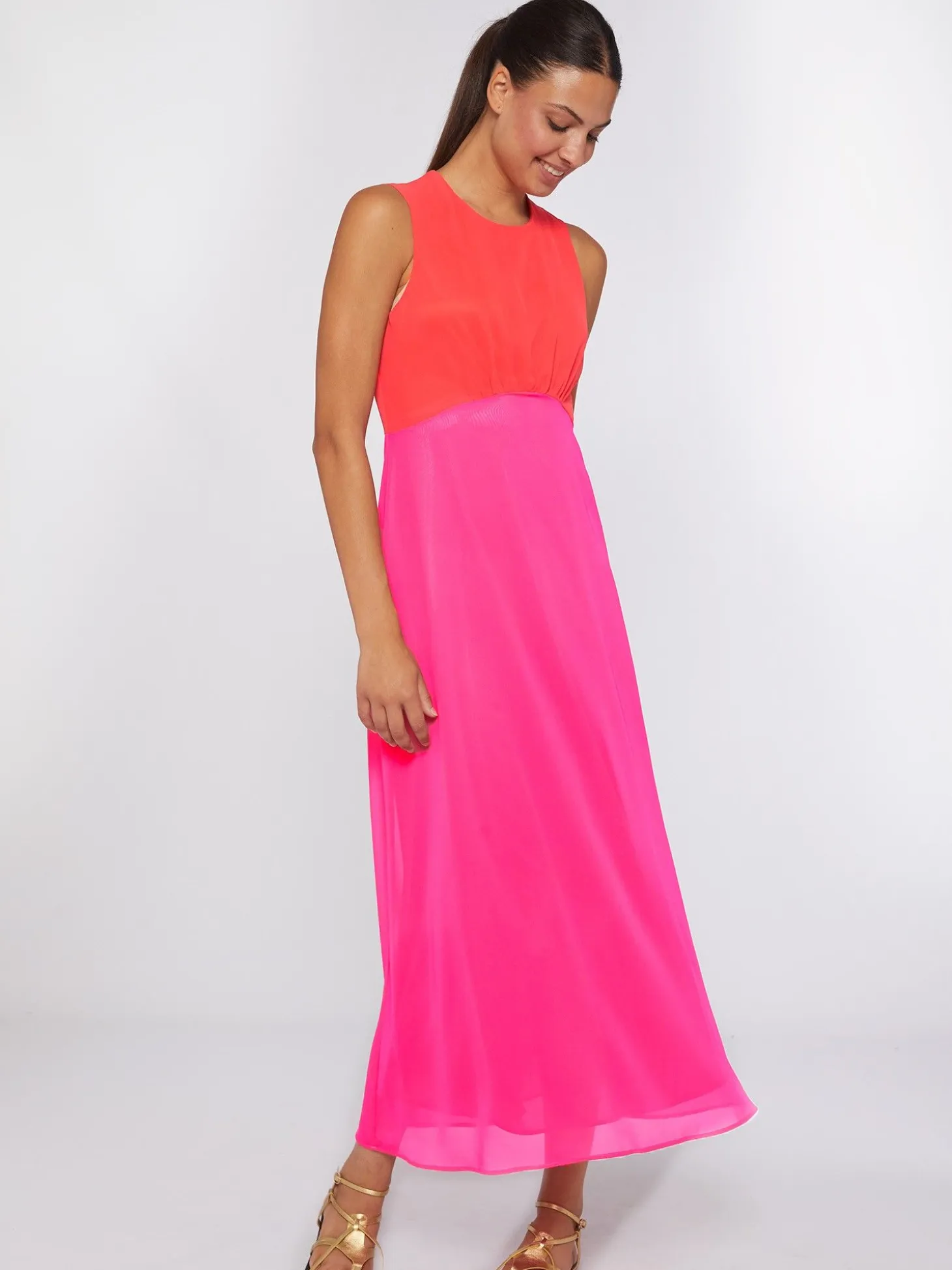 Vilagallo Vestido Largo Chiffon Rosa Naraja Sale