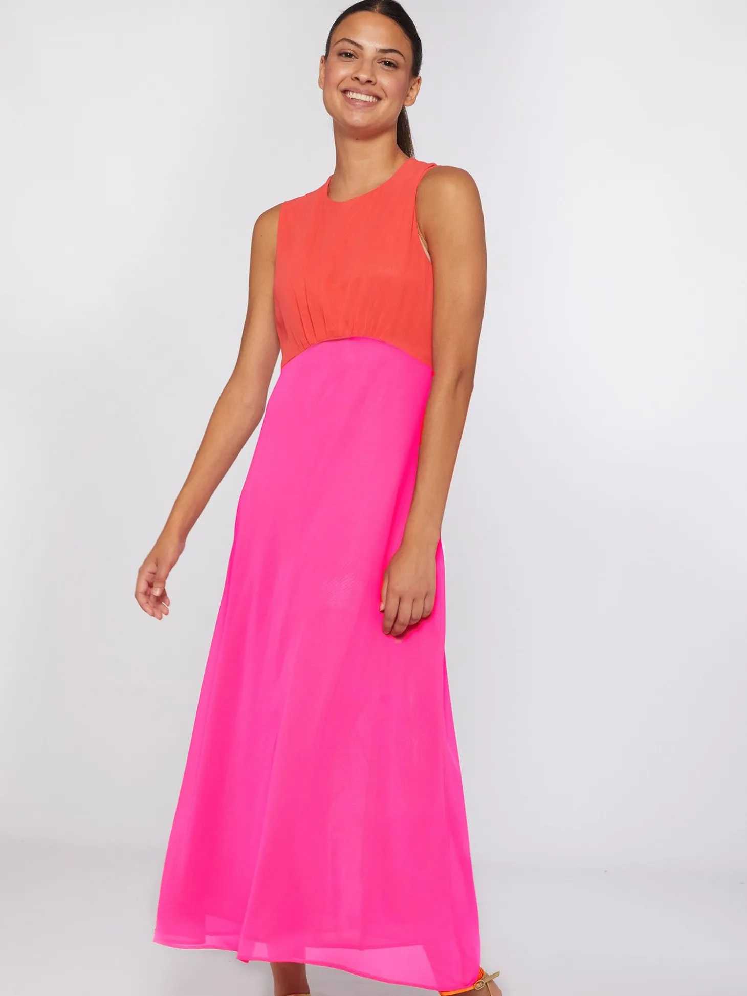 Vilagallo Vestido Largo Chiffon Rosa Naraja Sale