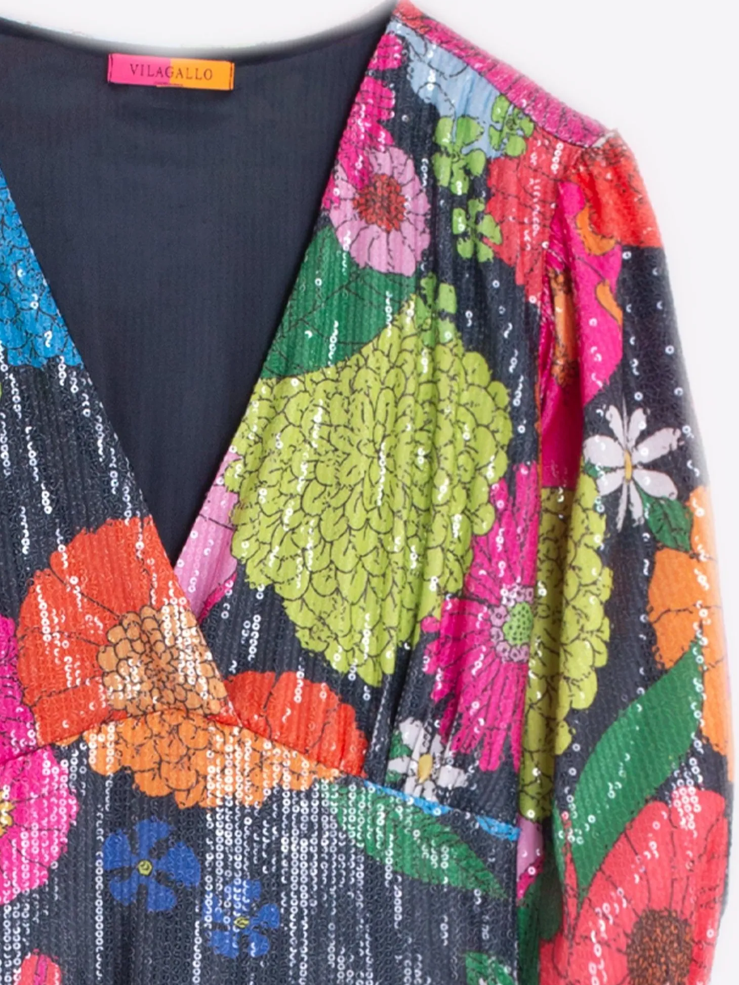 Vilagallo Vestido Largo Lentejuelas Maxi Flowers Hot