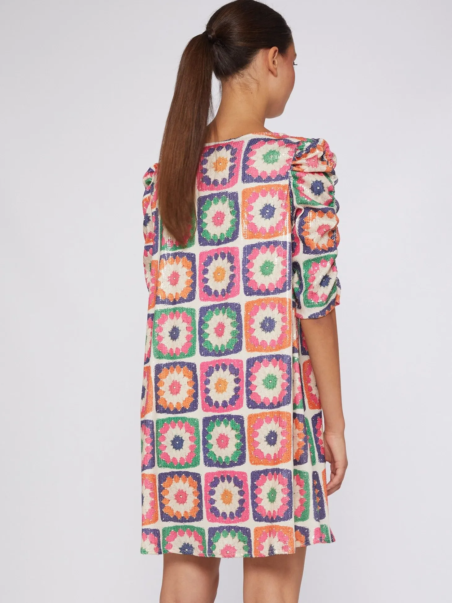 Vilagallo Vestido Lentejuelas Estampado Crochet Sale