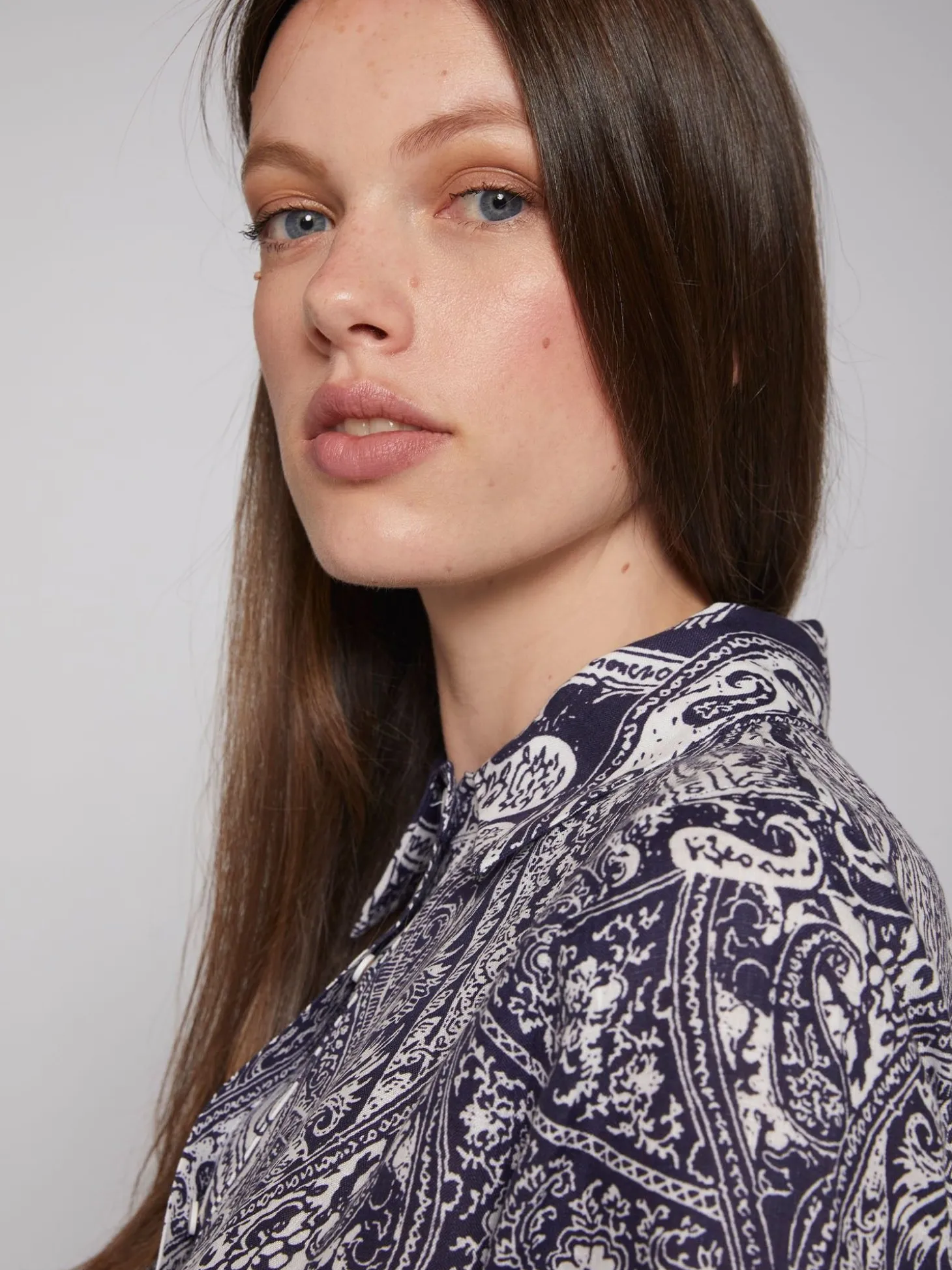 Vilagallo Vestido Lino Estampado Paisley Fashion