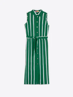 Vilagallo Vestido Livia Ecru Green Stripes Fashion