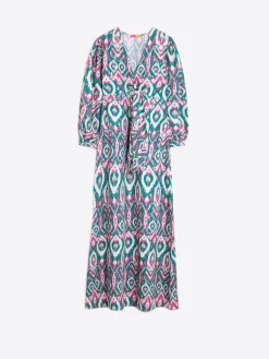 Vilagallo Vestido Lorenna Ikat Green Pink Gold Online