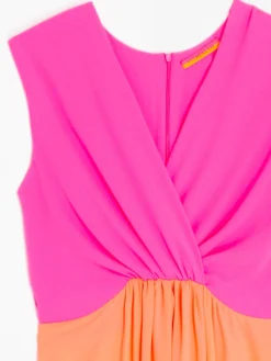 Vilagallo Vestido Lucia Orange Fluor Georgette Hot