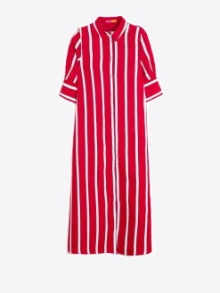 Vilagallo Vestido Midi Camisero Rayas Rojo Outlet