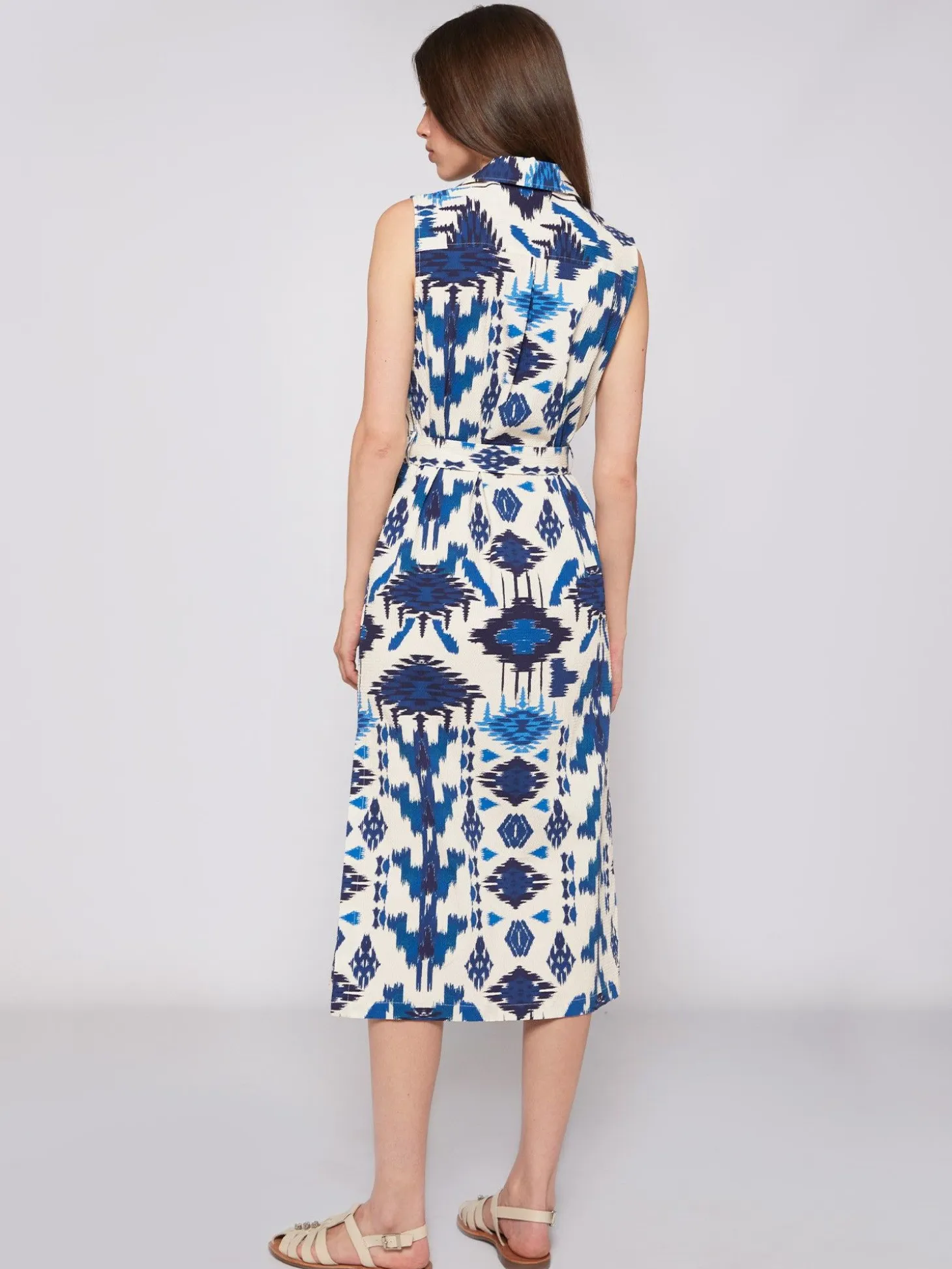 Vilagallo Vestido Midi Estampado Ikat Azul Best