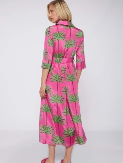 Vilagallo Vestido Natalia Pink Palm Tree Online