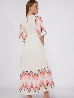 Vilagallo Vestido Nido De Abeja Bordado Zig-Zag Sale