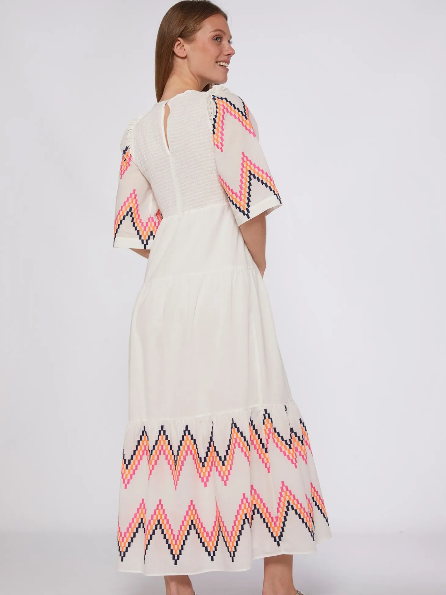 Vilagallo Vestido Nido De Abeja Bordado Zig-Zag Sale