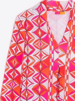 Vilagallo Vestido Noam Pink Geometric Knit Print Cheap