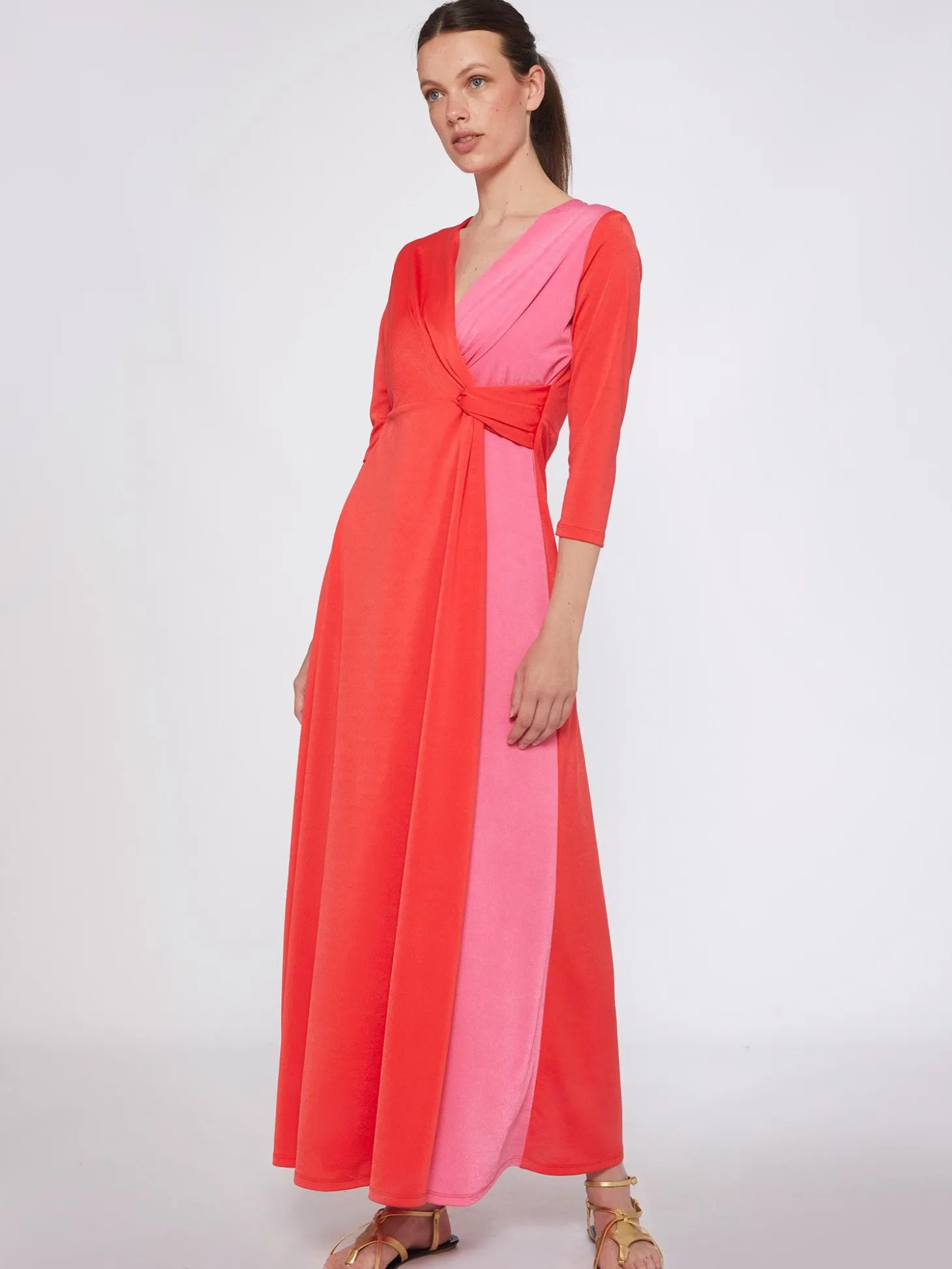 Vilagallo Vestido Punto Largo Satinado Bicolor New