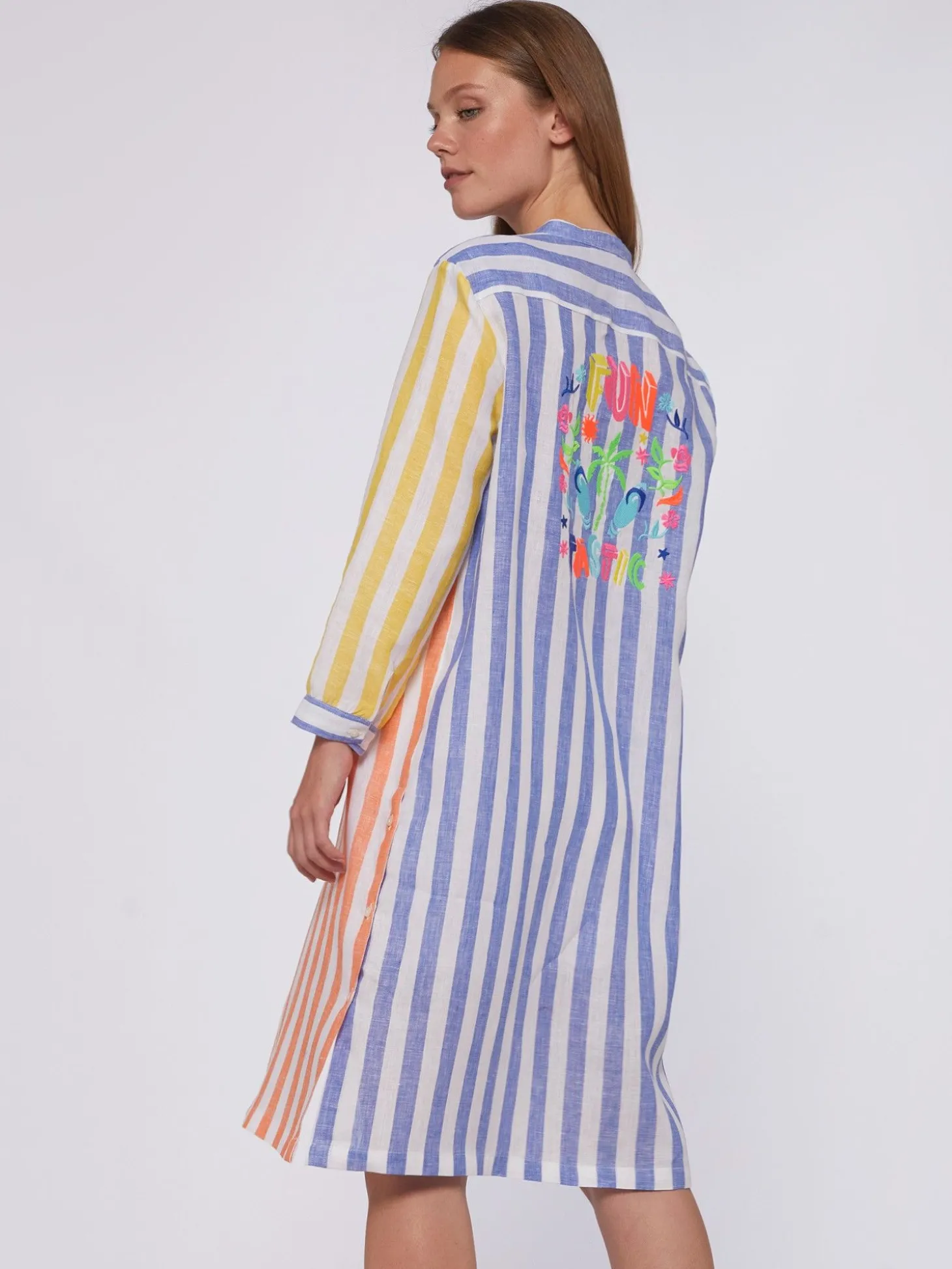 Vilagallo Vestido Rayas Bordado Contraste New