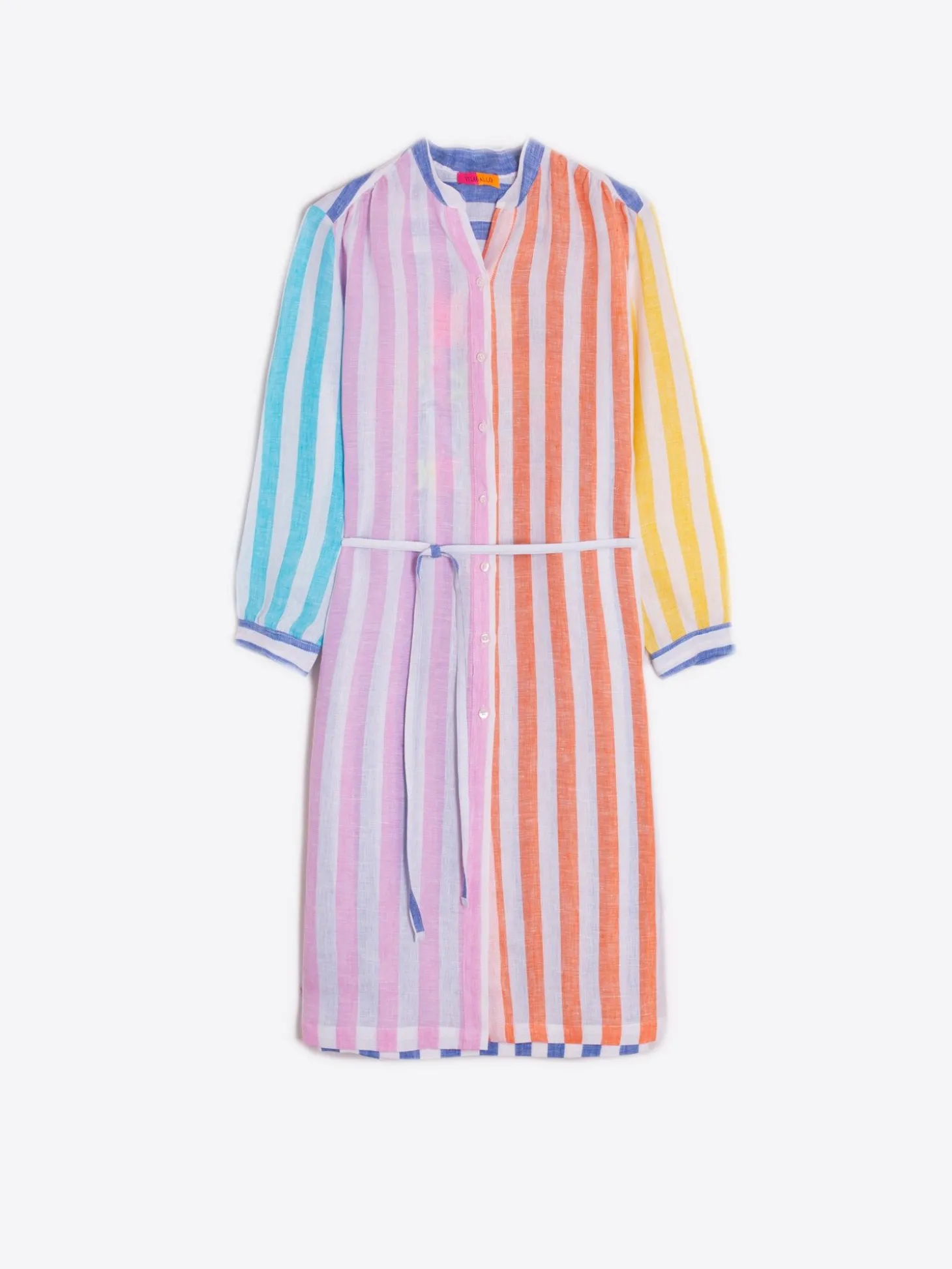 Vilagallo Vestido Rayas Bordado Contraste New