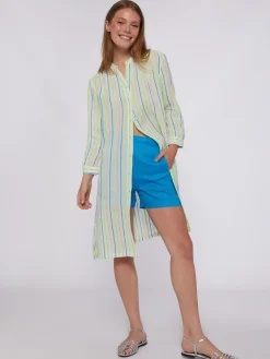 Vilagallo Vestido Rayas Neon Azul Verde Outlet