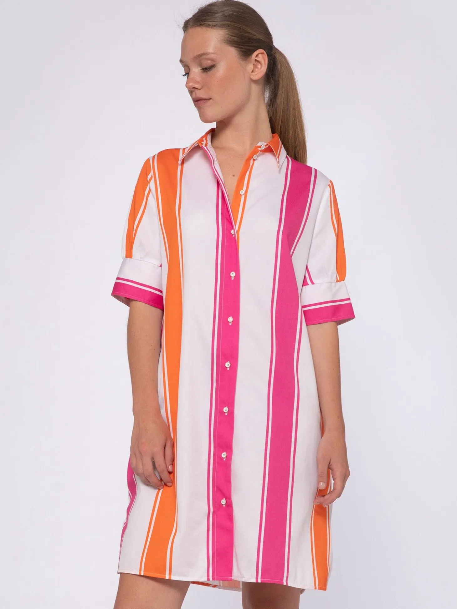 Vilagallo Vestido Rayas Rosa Naranja Best Sale