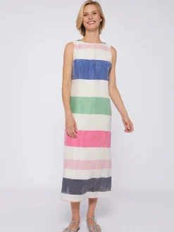 Vilagallo Vestido Tirantes Lino Maxi Rayas Flash Sale