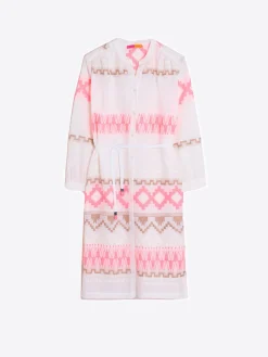 Vilagallo Vestido Voile Bordado Rosa Y Camel Hot