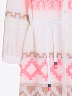Vilagallo Vestido Voile Bordado Rosa Y Camel Hot