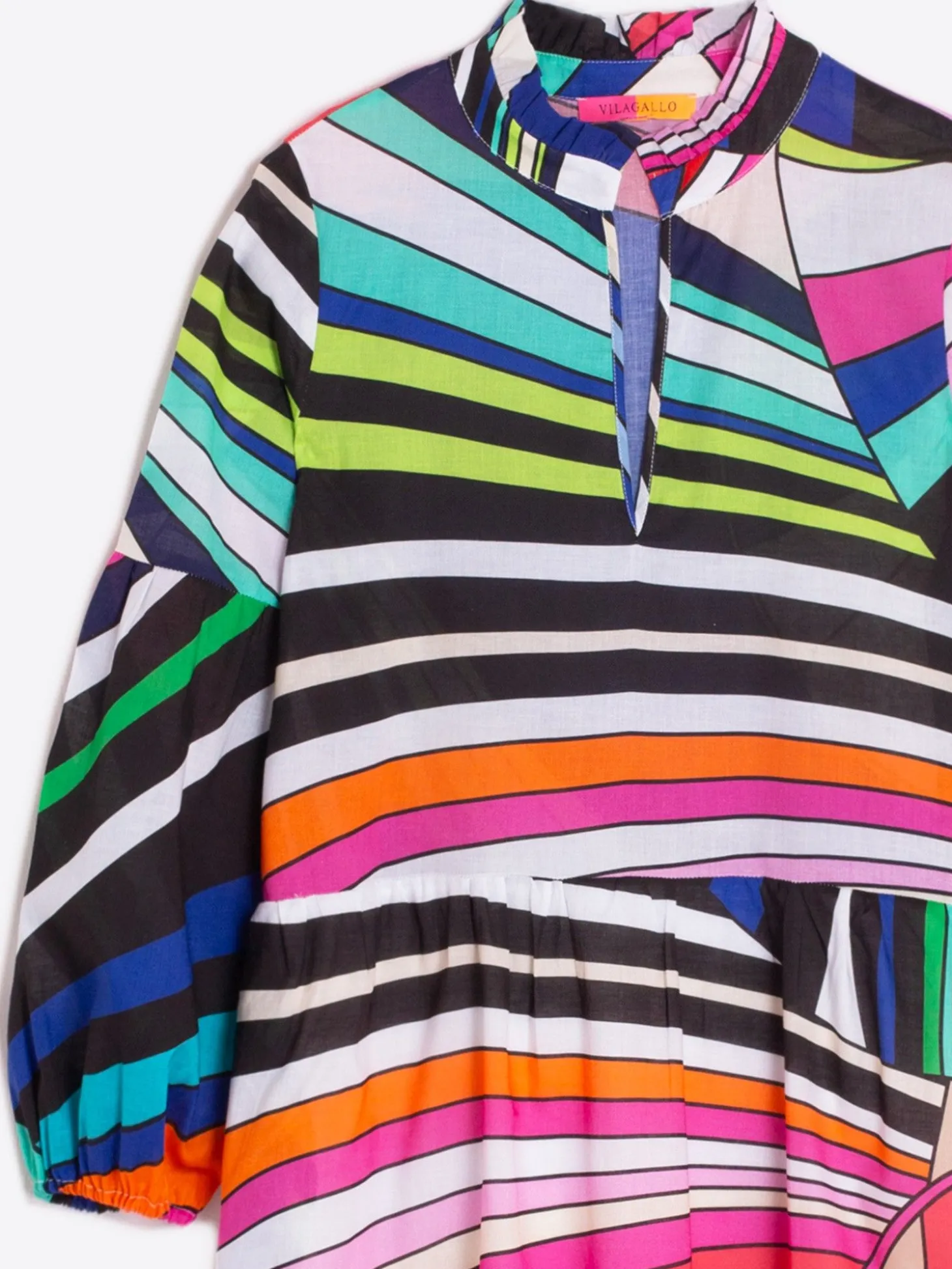 Vilagallo Vestido Volante Estampado Abstracto Fashion