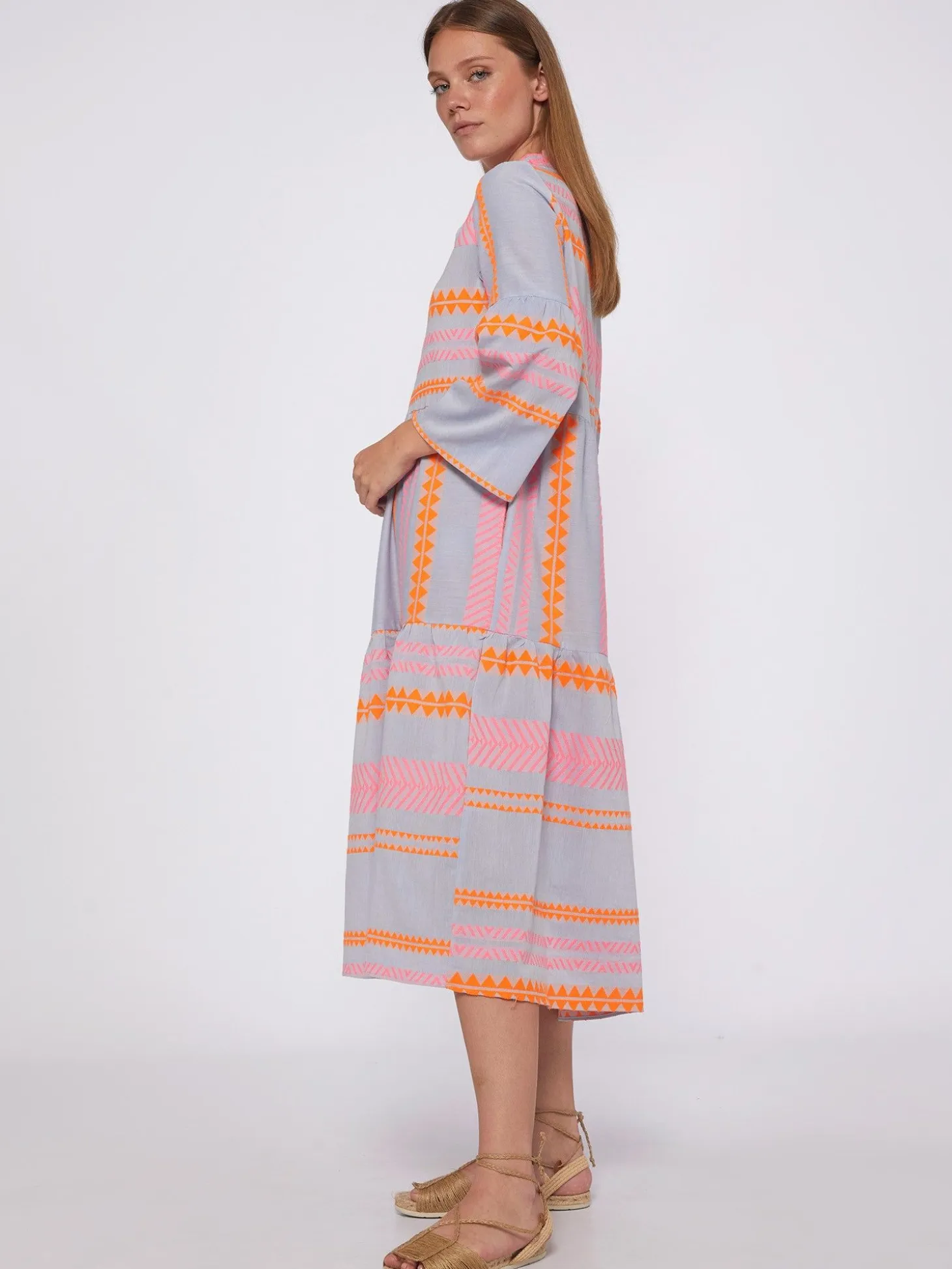 Vilagallo Vestido Volante Jacquard Milos Fluor Best