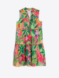 Vilagallo Vestido Volantes Algodon Estampado Tropical New