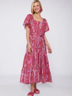 Vilagallo Vestido Volantes Paisley Rosa Sale