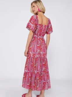 Vilagallo Vestido Volantes Paisley Rosa Sale