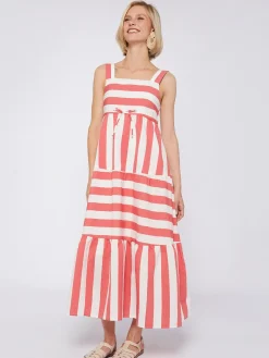 Vilagallo Vestido Volantes Rayas Coral Shop