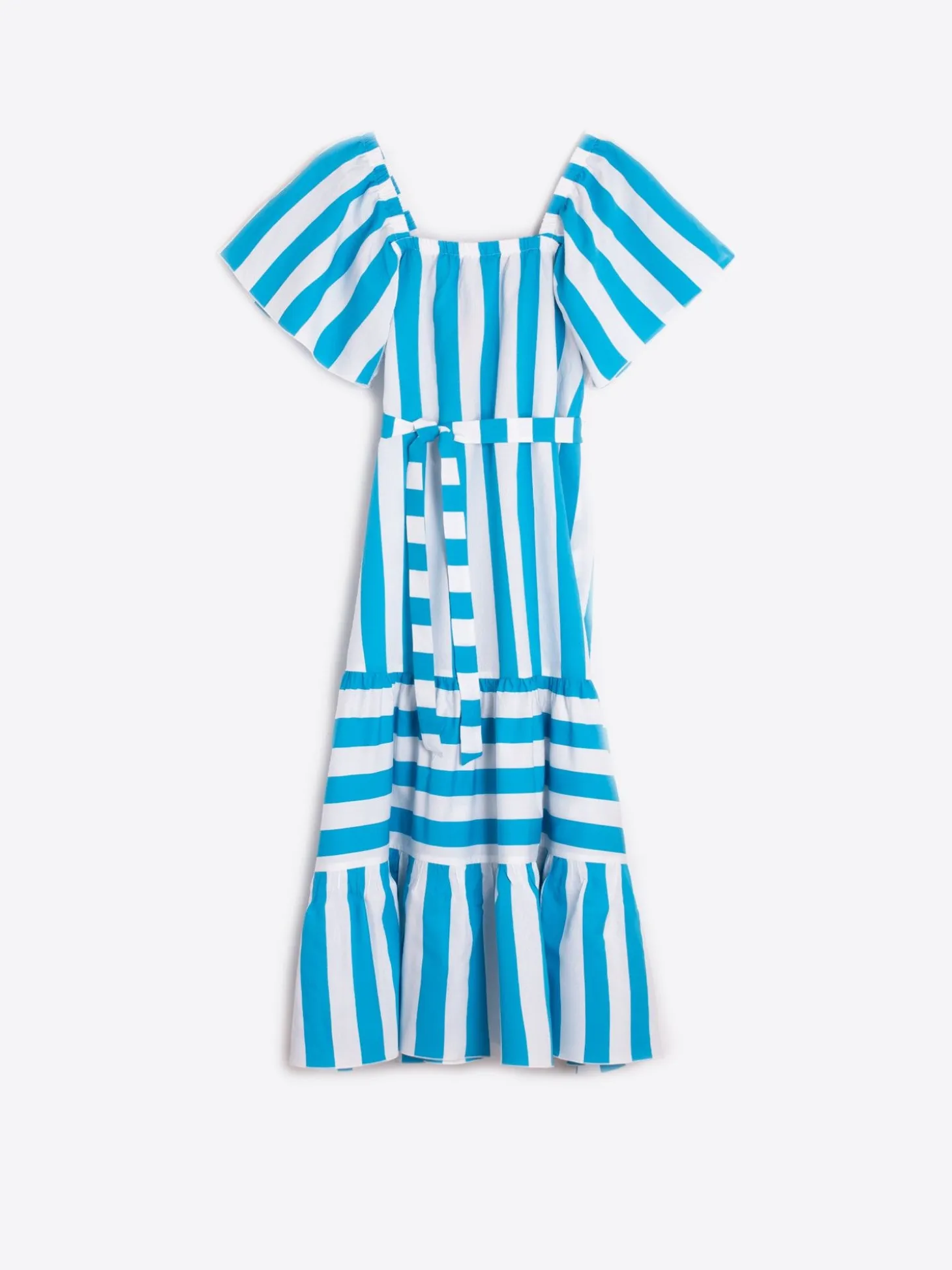 Vilagallo Vestido Volantes Rayas Turquesa Flash Sale