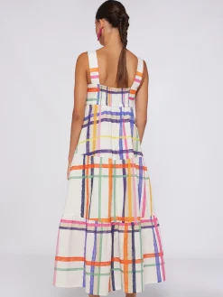 Vilagallo Vestido Volantes Seersucker Cuadros Watercolour Discount