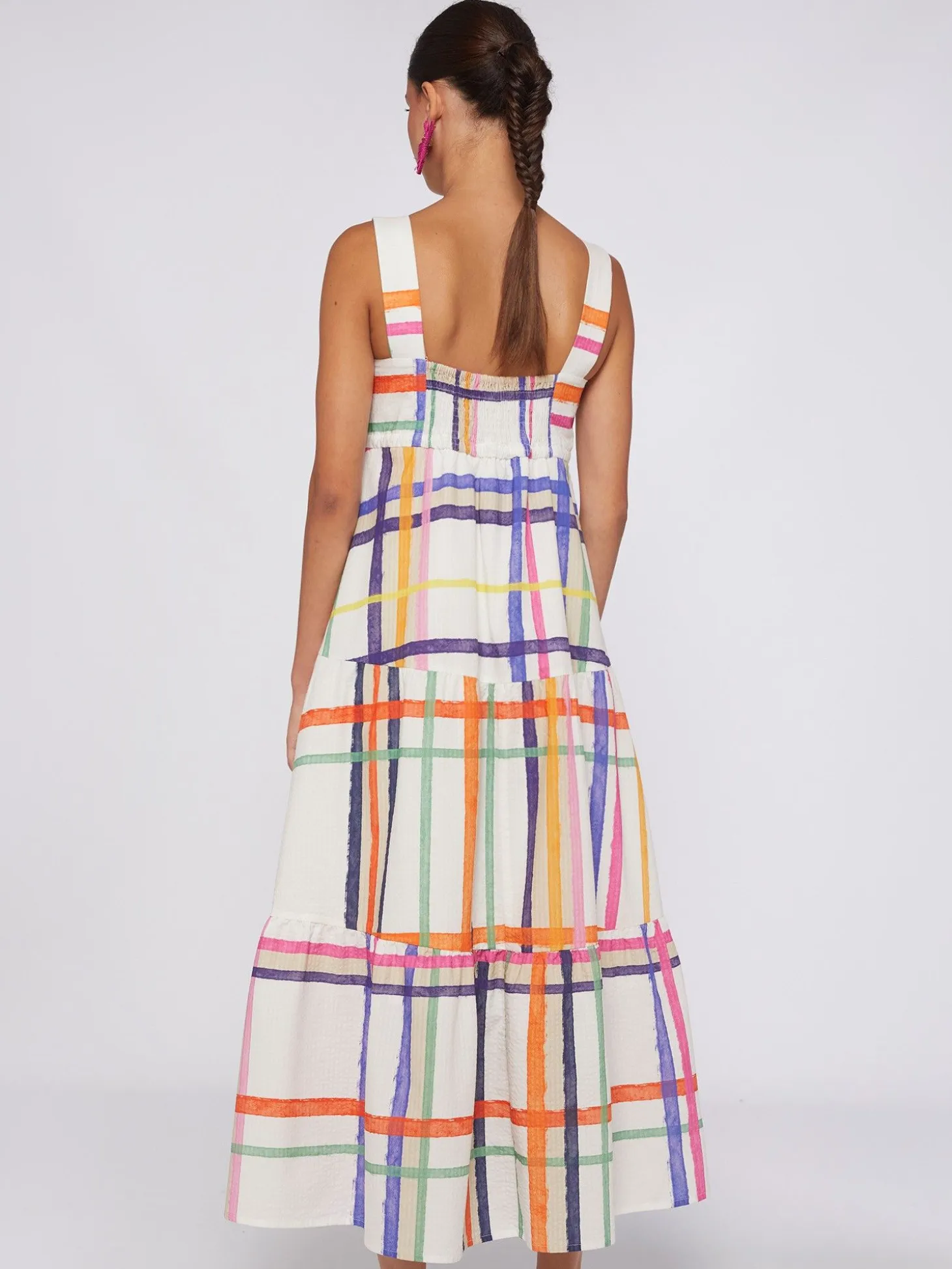Vilagallo Vestido Volantes Seersucker Cuadros Watercolour Discount
