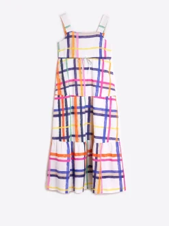 Vilagallo Vestido Volantes Seersucker Cuadros Watercolour Discount