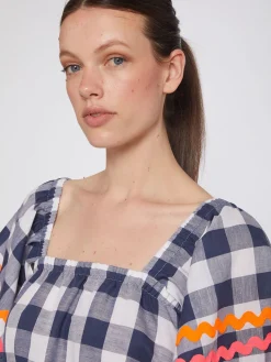 Vilagallo Vestido Volantes Vichy Navy Sale