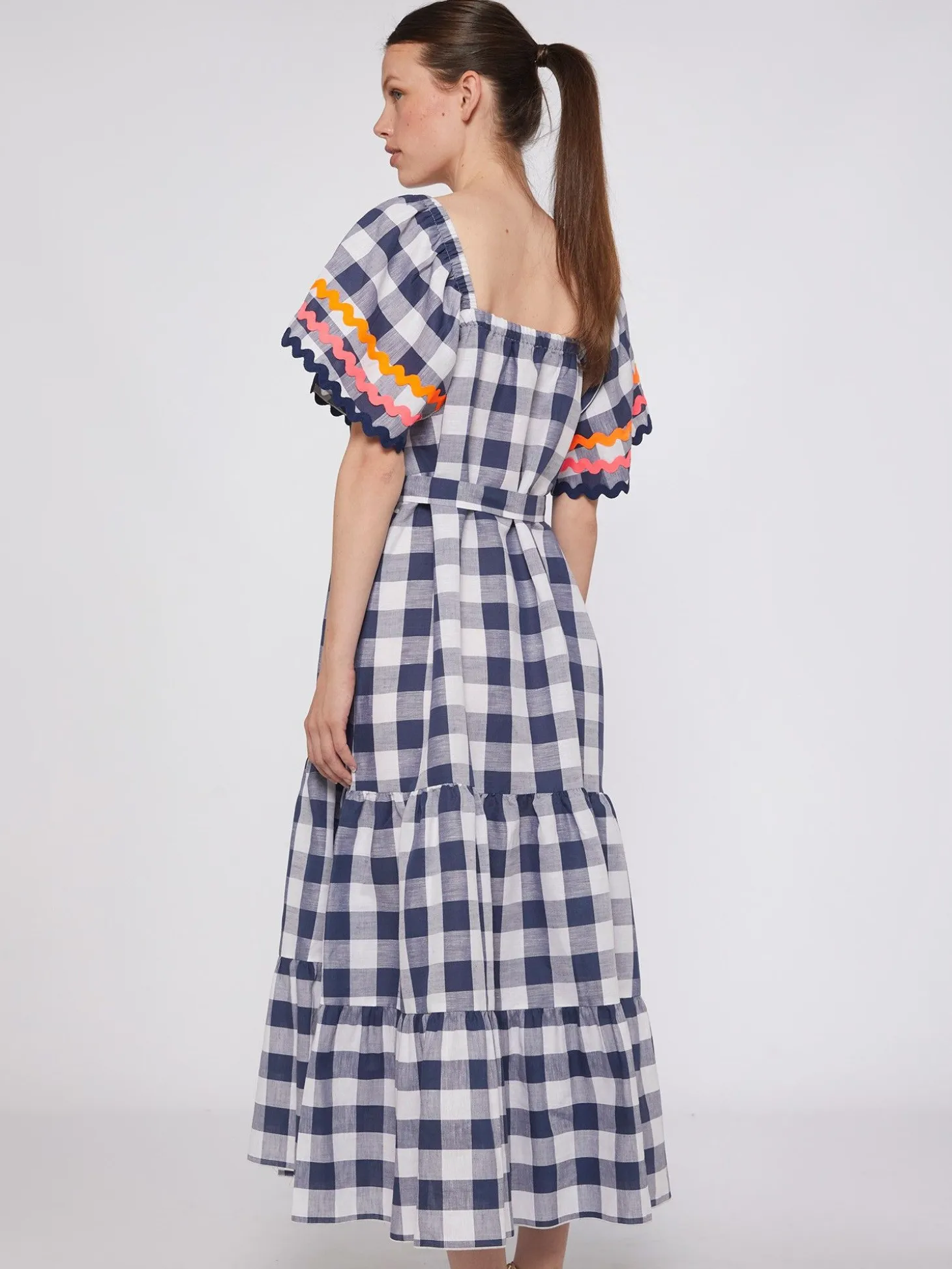 Vilagallo Vestido Volantes Vichy Navy Sale